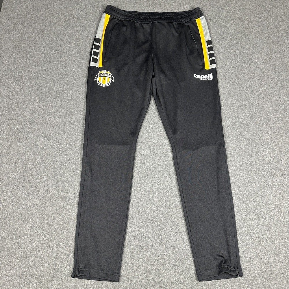 Capelli Sport Legends FC Soccer Training Pants Mens M Black Yellow Tapered Zip